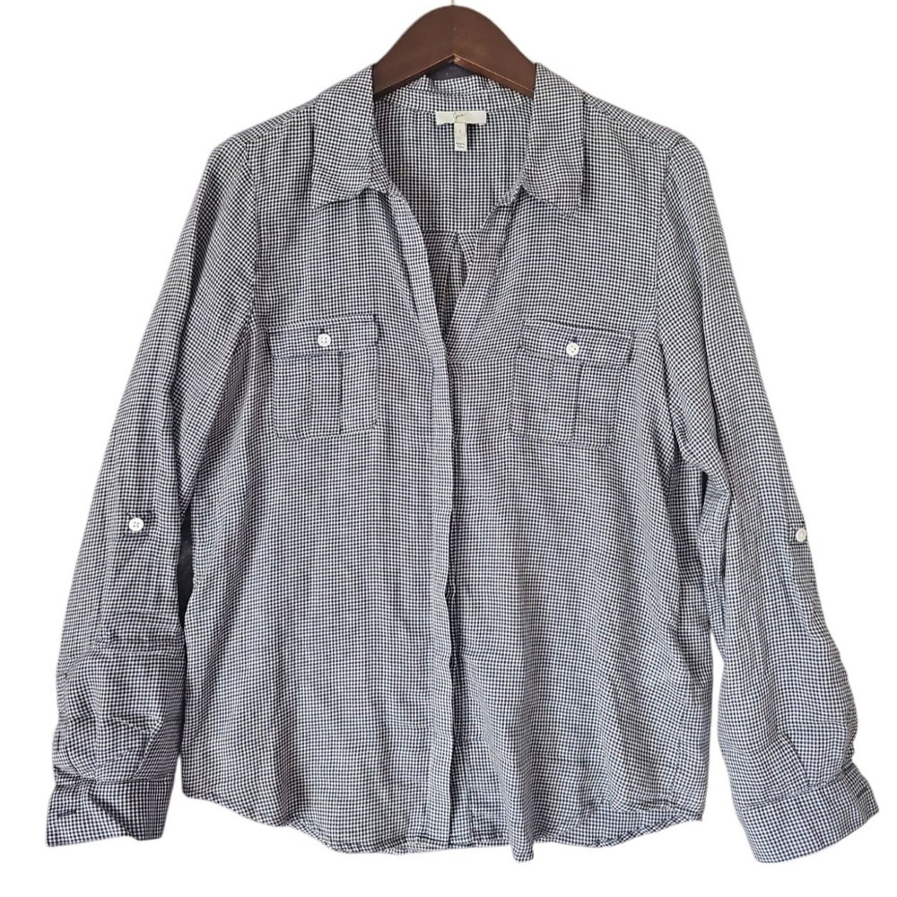 JOIE Blue and White Gingham Booker Button Down Long Sleeve Shirt Size S